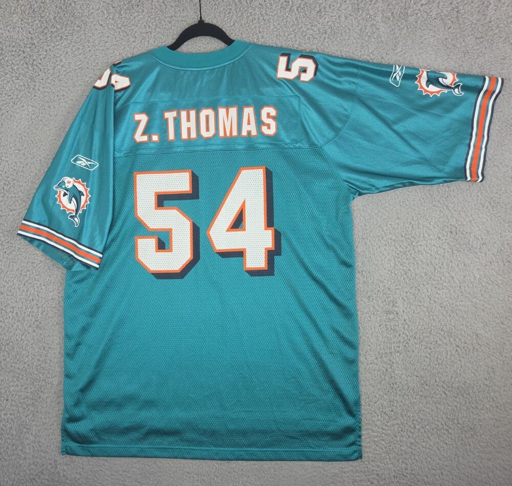 Vintage Y2K Reebok Jersey Zach Thomas #54 Miami Dolphins Mens XL 50 Green NWOT